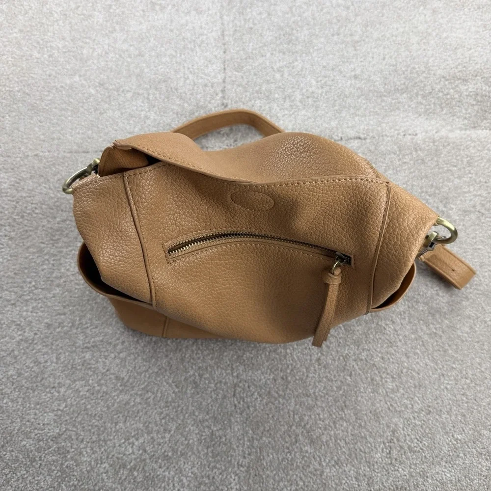 Unbranded Large Leather Camel Brown Satchel Purse Shoulder Bag Zip